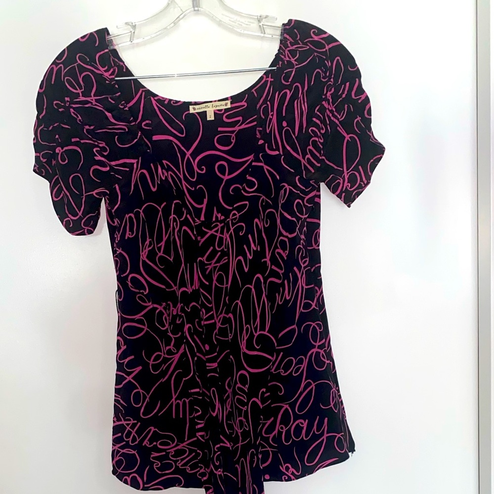 Nanette Lepore side zip printed wrap blouse. Size 2 $60